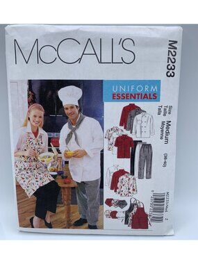 McCall's Misses Mens Apron Jacket Shirt Sewing Pattern Size Medium M2233 Uncut